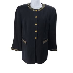 Lavantino Vintage women's embellished blazer black Size 12 Dog Show Suit 80's